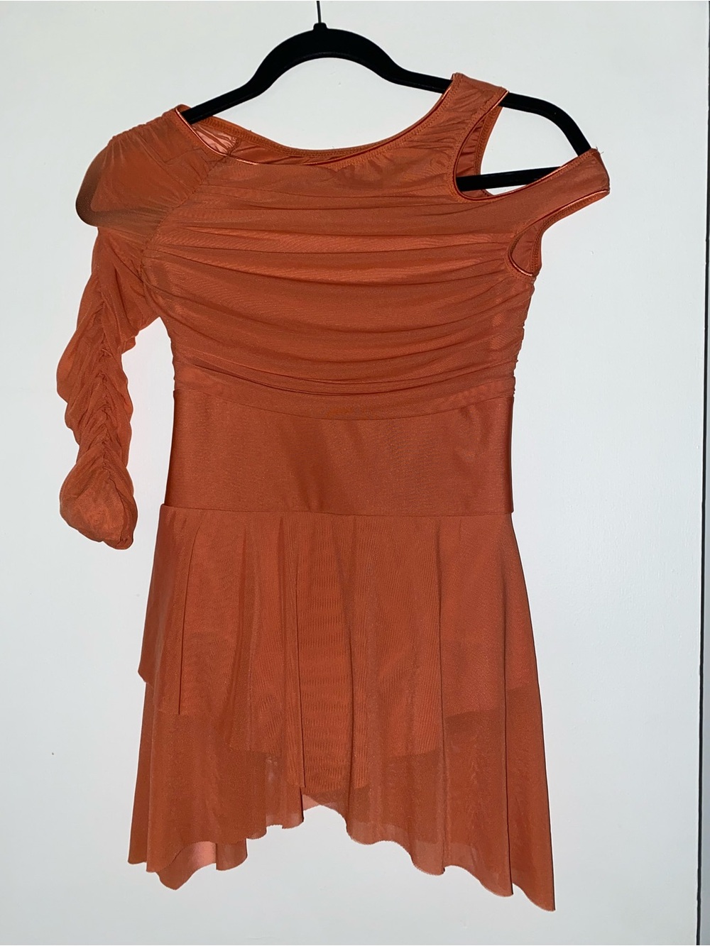Girls' One-Shoulder Orange Dance Dress